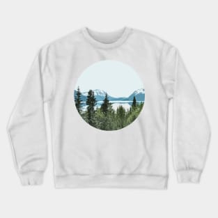 Snow Mountains Lake Trees Art Crewneck Sweatshirt